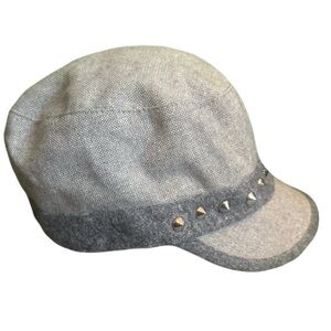D&Y Womens One Size Gray Studded Cadet Style Cap